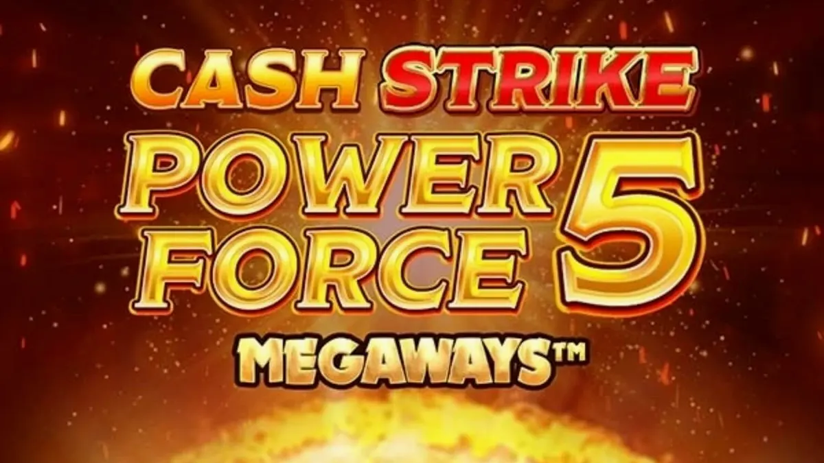 Interface do jogo Cash Strike Power Force 5 Megaways com símbolos de frutas e painel de coleta