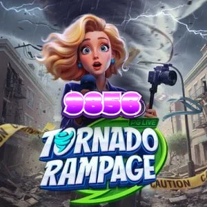 A tela do jogo Tornado Rampage, mostrando a grade em formato de funil e símbolos temáticos de tempestade.